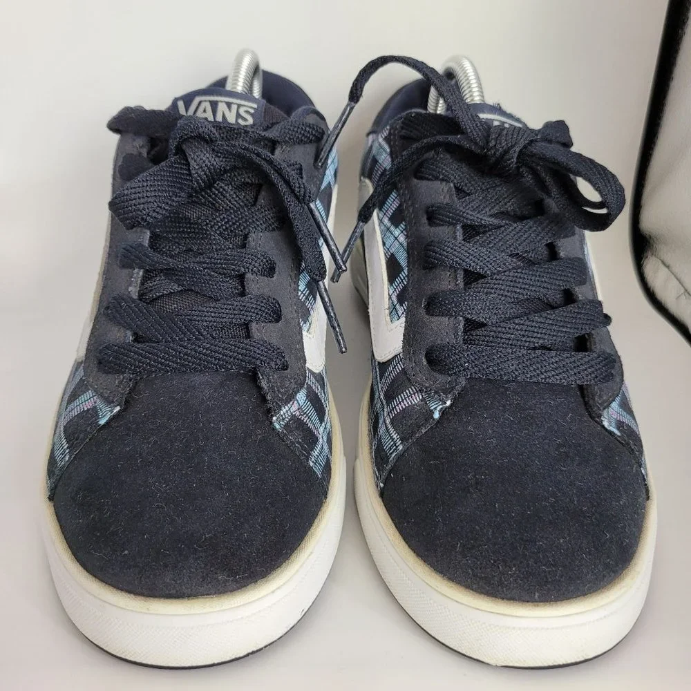 Vintage Vans Mercer Blue Plaid with White Side Stripe Suede Sneakers Womens US 9 - Picture 3 of 7